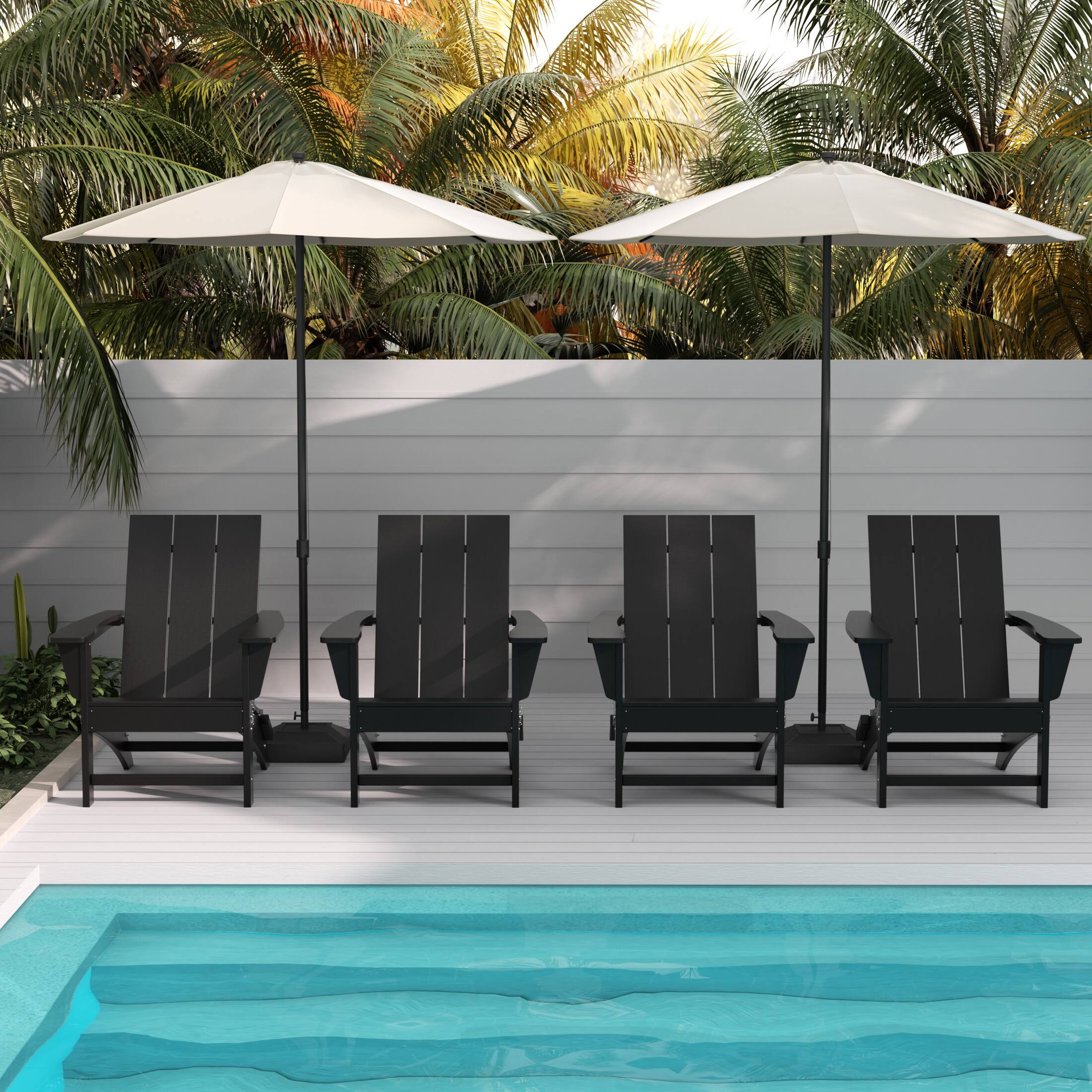 Angle. WestinTrends - WestinTrends Ashore Modern Outdoor Folding Adirondack Chair (Set of 4) - Black.