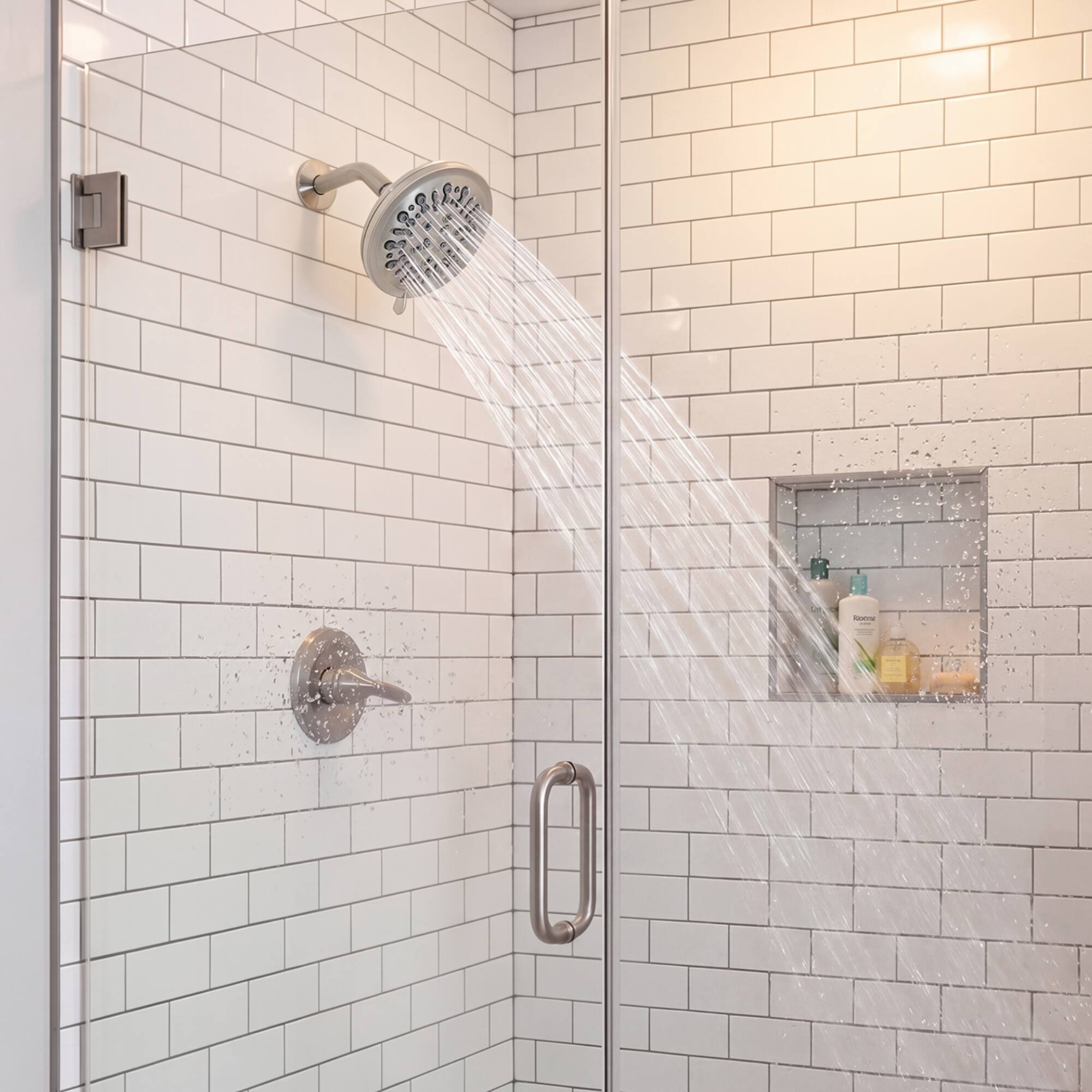 Alt View 9. Akicon - Akicon Adjustable High Pressure Shower head with 8-Setting Anti-Clogging Nozzles 2.5 gpm in Brushed Nickel - Brushed Nickel.