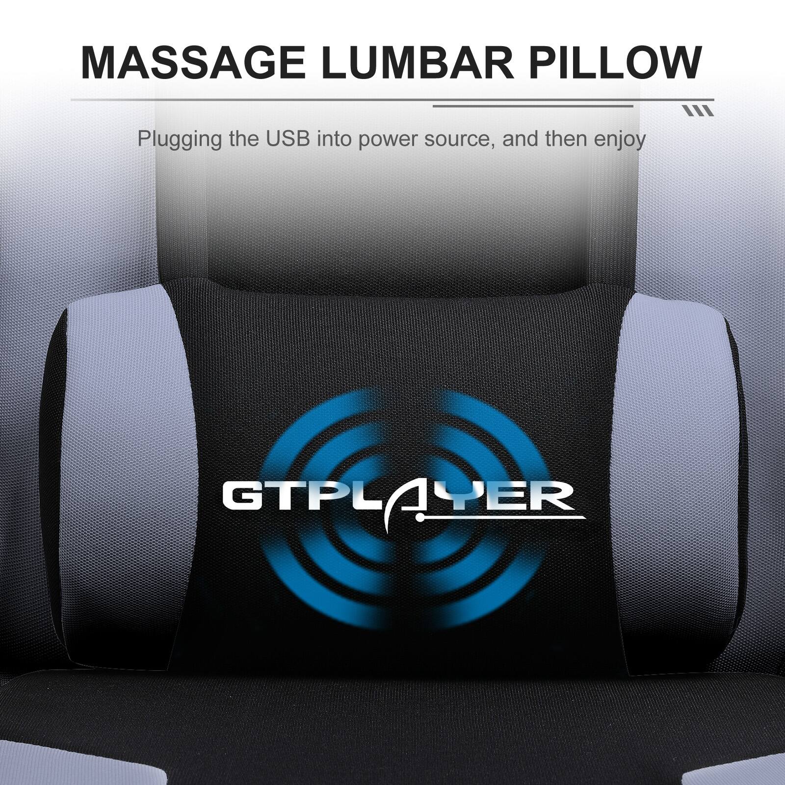 MASSAGE LUMBAR PILLOW

Plugging the USB into power source, and then enjoy

GTPLAYER