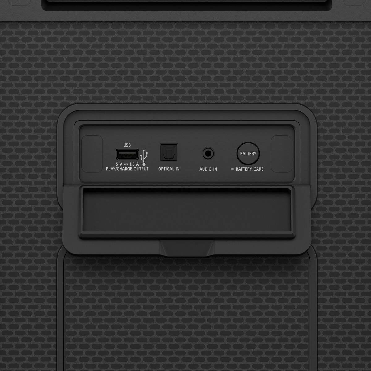 USB BATTERY  
5V = 1.5A  
PLAY/CHARGE OUTPUT  
OPTICAL IN  
AUDIO IN  
BATTERY CARE