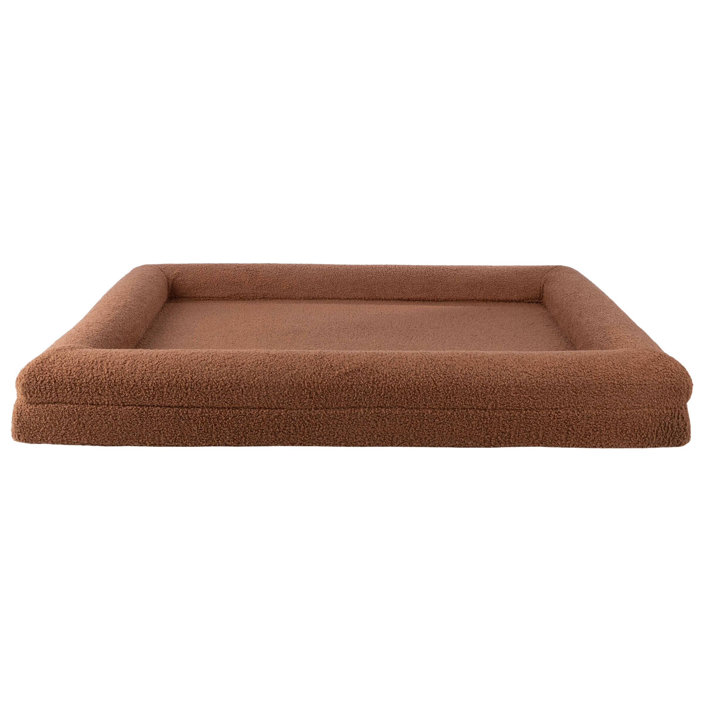 Angle. PetMaker - 45in Large Dog Bed with Bolster - Brown.
