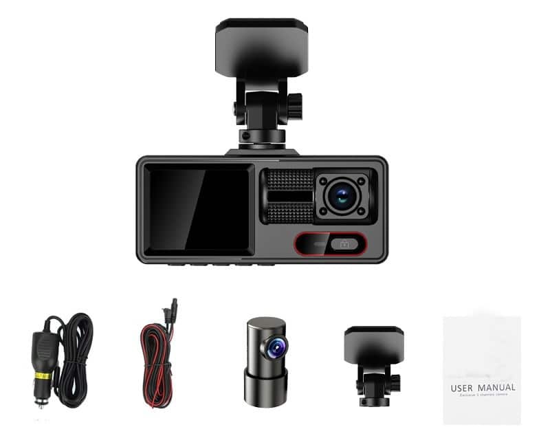Cluzine - 4K 3-Channel Dash Cam with WiFi, 170° Wide Angle, Night Vision & Parking Monitoring