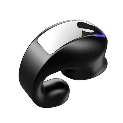 Front. Stock Preferred - Single Bluetooth 5.3 Open-Ear Wireless Earbud with Clip – Sport Headset - Black.