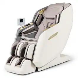 Costway - SL Track 3D Massage Chair Full Body Zero Gravity Massage Recliner with Airbags - White + Grey