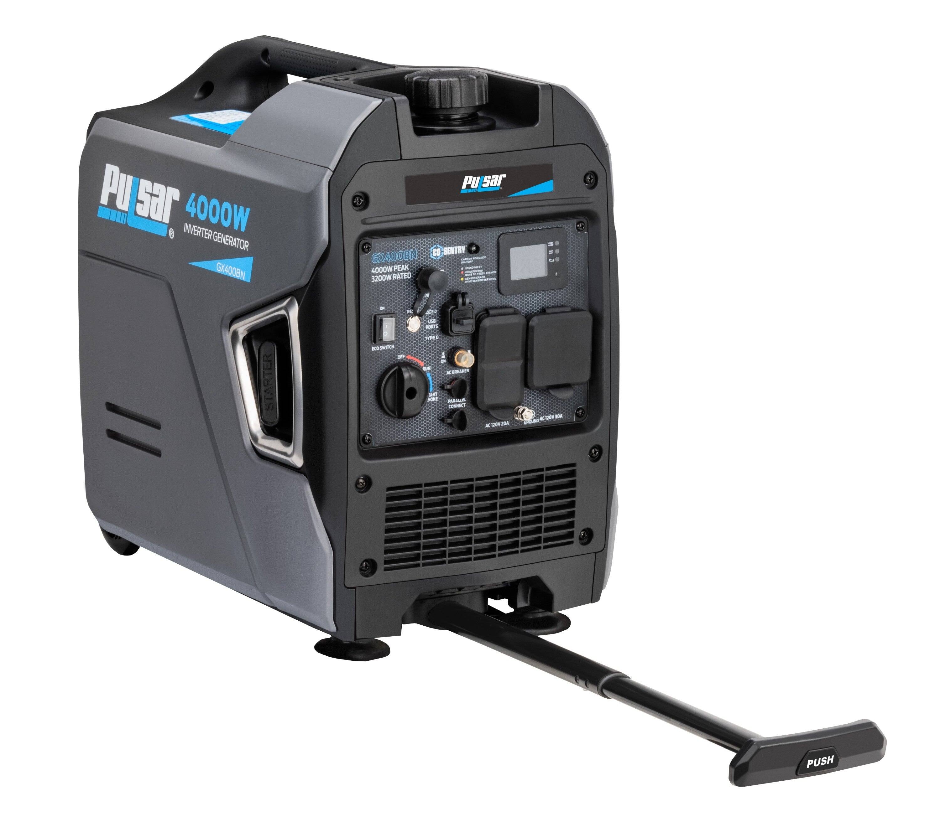 Pu sar 4000W INVERTER GENERATOR GX400BN  
4000W PEAK  
3000W RATED  
SENTRY STARTER  
PUSH