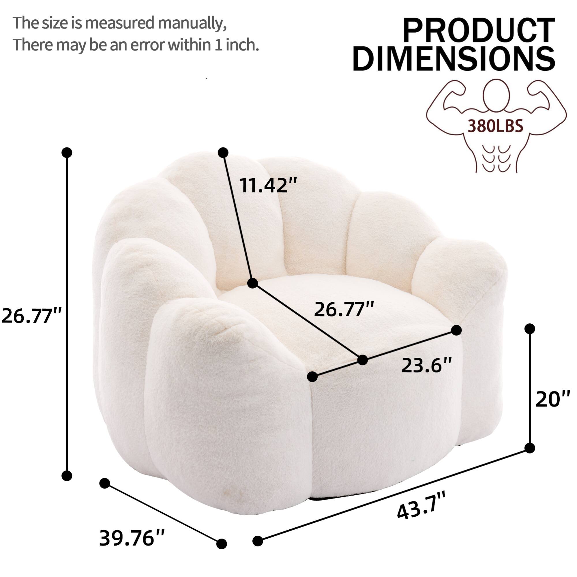The size is measured manually, there may be an error within 1 inch.

PRODUCT DIMENSIONS

380LBS

11.42" 26.77" 26.77" 23.6" 20" 39.76" 43.7"