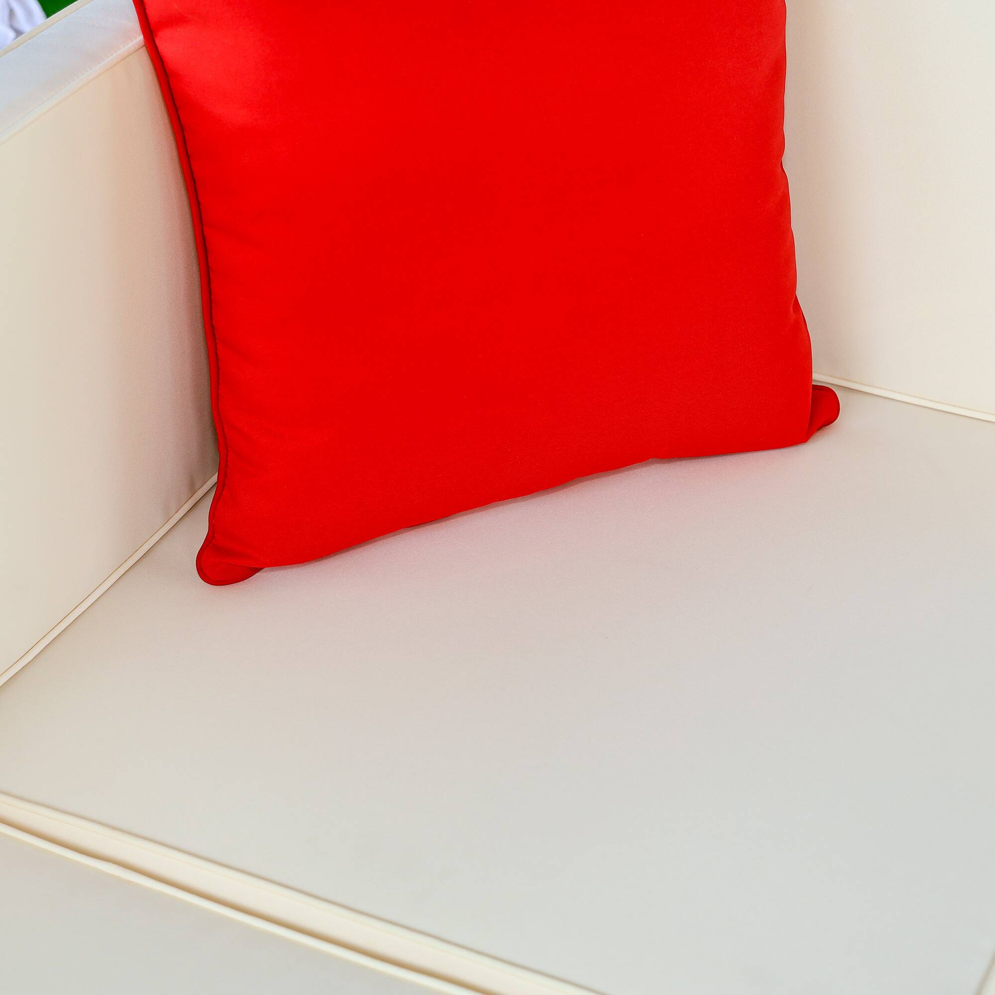 Alt View 7. Outsunny - 7 Piece Outdoor Patio Furniture Set, PE Rattan Wicker Sectional Sofa Set with Couch Cushions - Cream White.