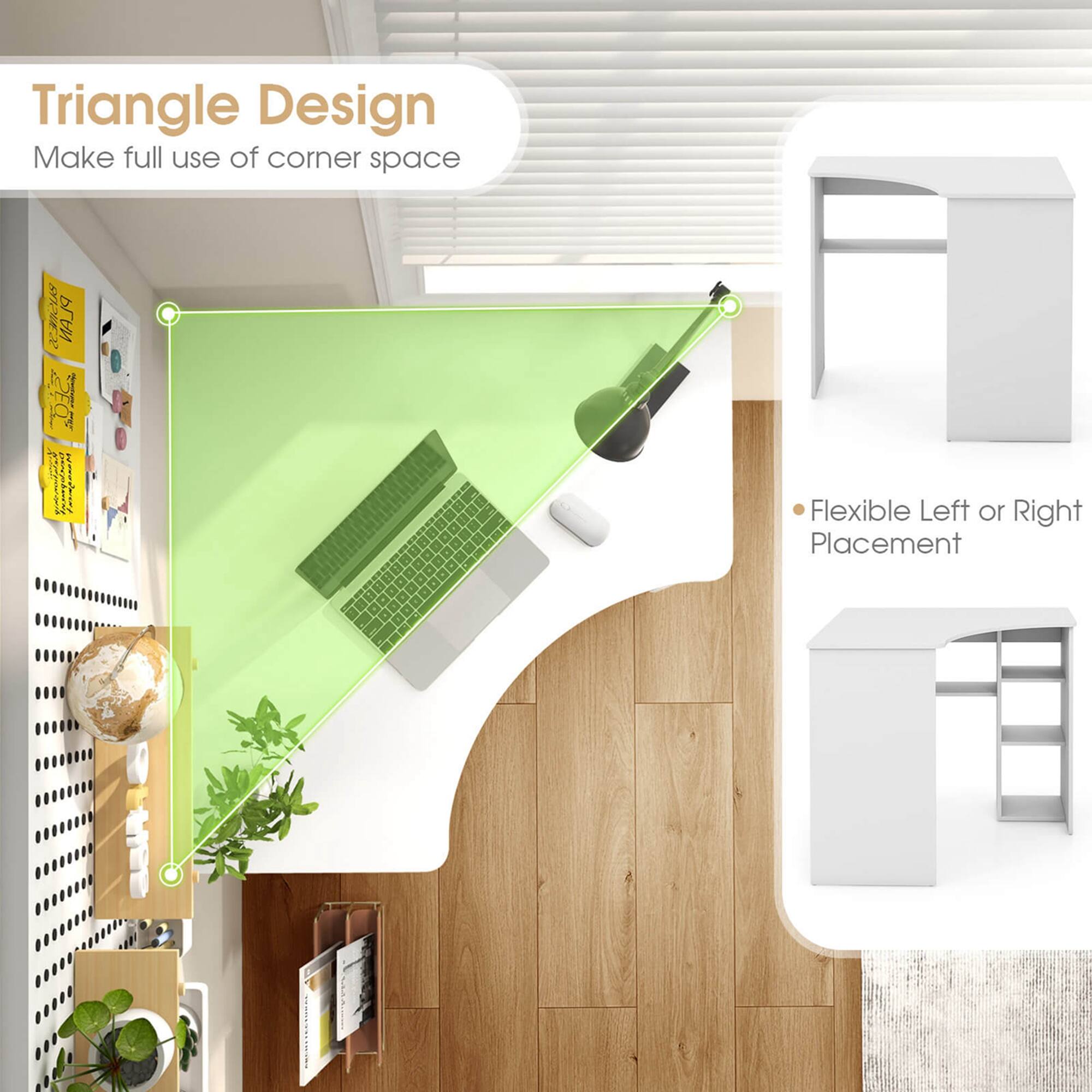 Triangle Design
Make full use of corner space

Flexible Left or Right Placement