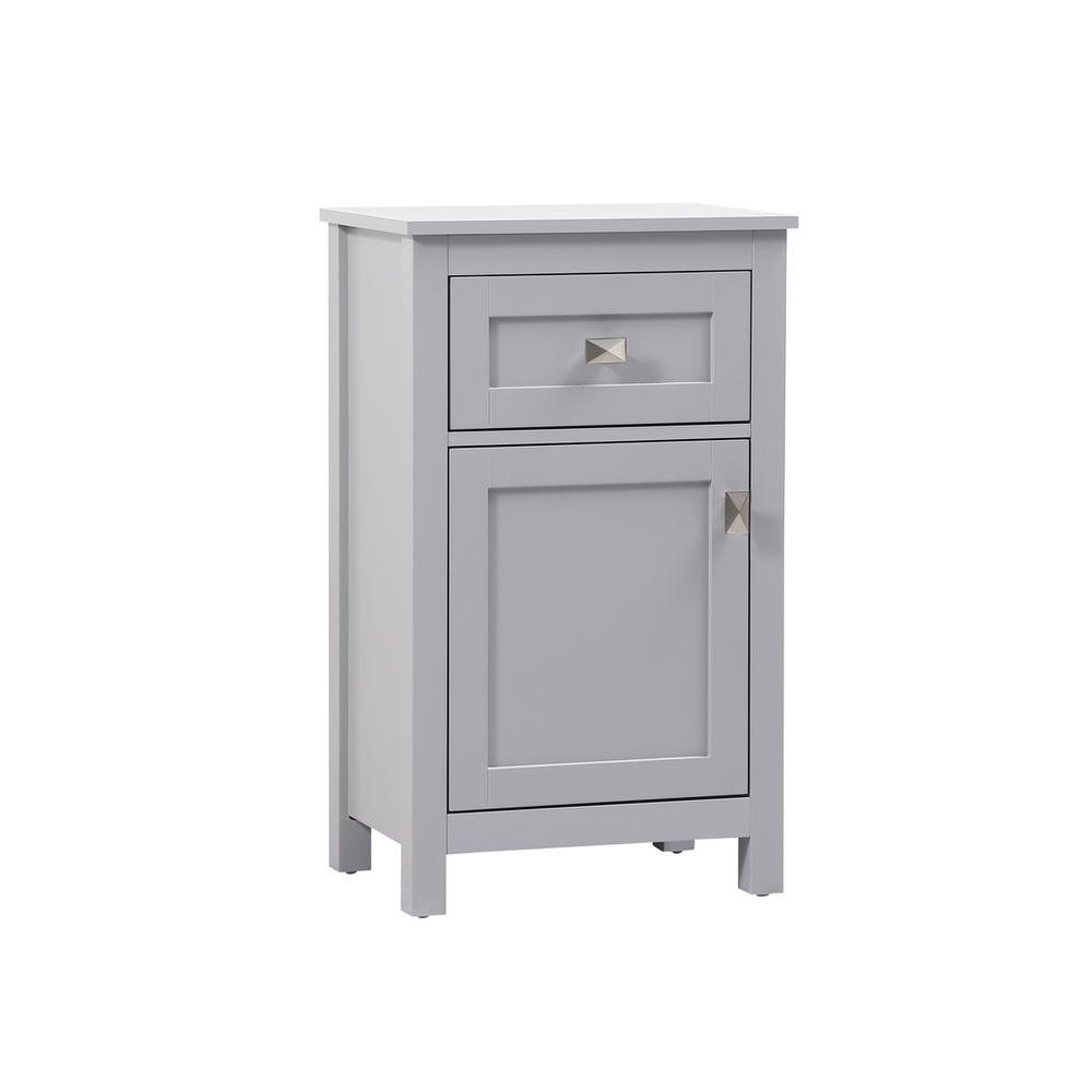 Front. Elegant Kitchen and Bath - 18 Inch Wide Bathroom Storage Freedstanding Cabinet In Grey - Grey.