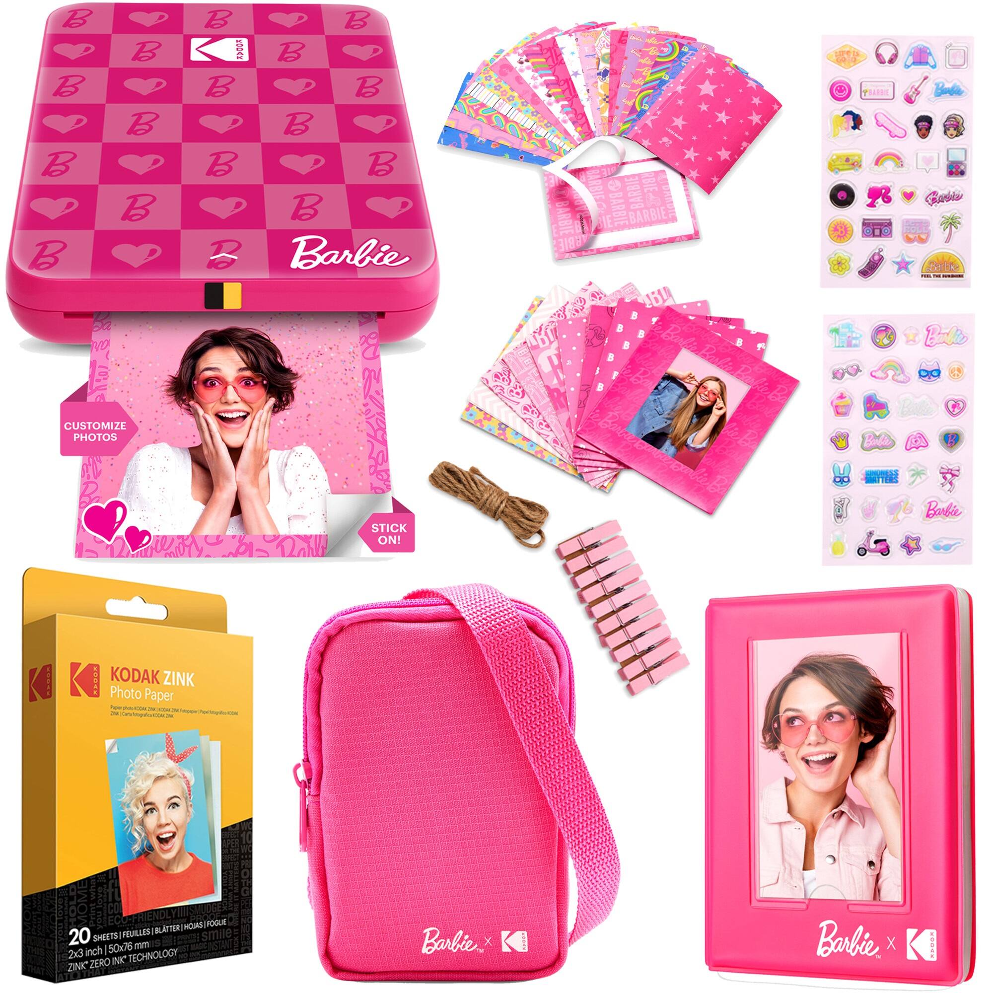 Kodak - x Barbie Step Slim AMZRODBP1K2 Instant Photo Printer, Styled Barbie Case, Paper & More - Gift Bundle - Dark Pink