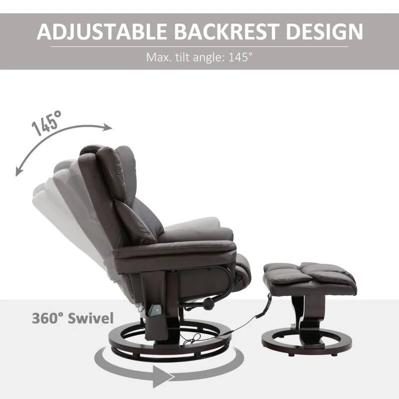 ADJUSTABLE BACKREST DESIGN  
Max. tilt angle: 145°  

360° Swivel