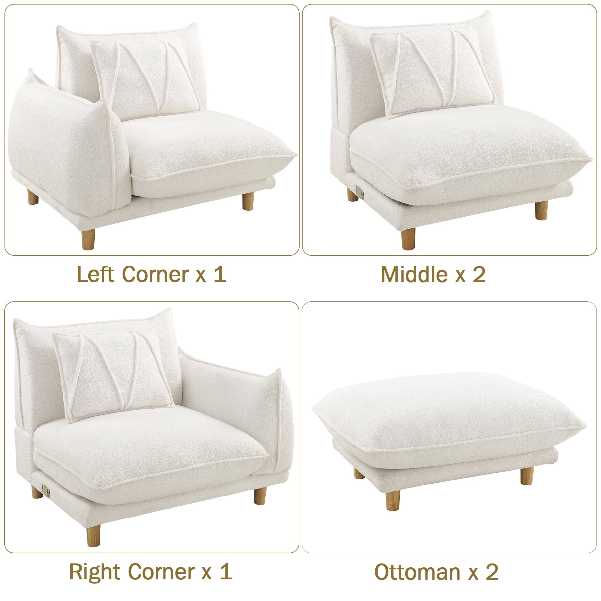 Left Corner x 1  
Middle x 2  
Right Corner x 1  
Ottoman x 2
