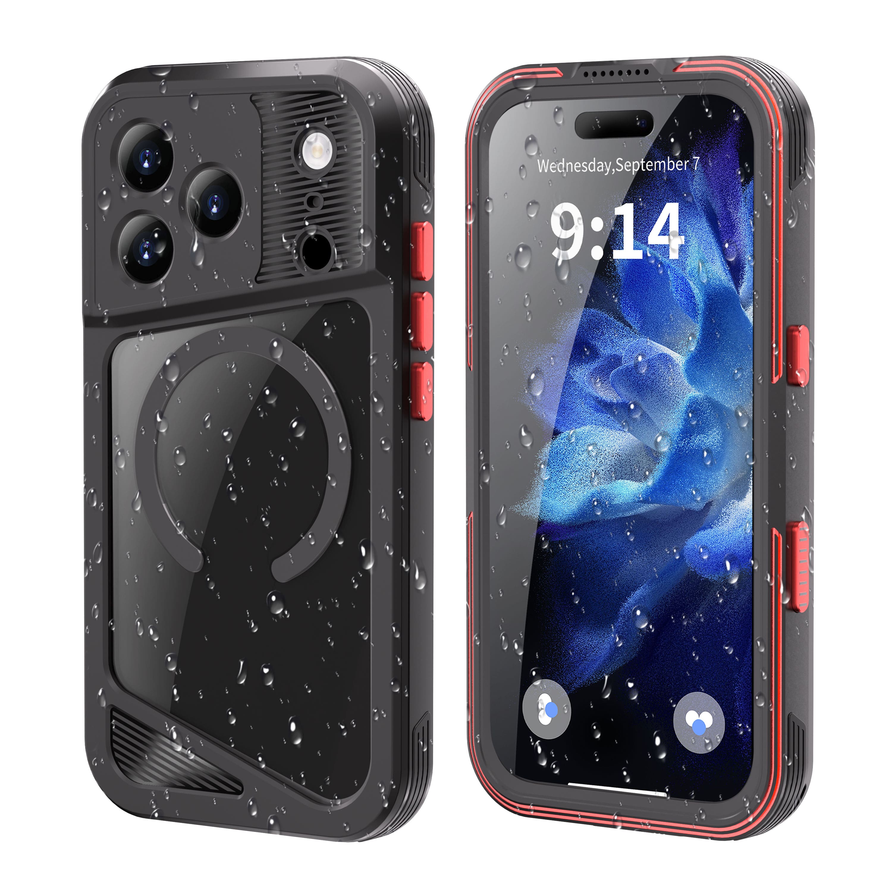 Dteck - 4-in-1 IP68 Waterproof Rating Rugged Case for Apple iPhone 17 Pro with Screen Protector, Shockproof Magnetic Phone Cover - Black price history on PriceWatchPro