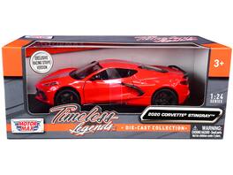 2020 Chevrolet Corvette C8 Stingray Racing Stripes "Timeless Legends" 1/24 Diecast Model Car by Motormax - Red With Silver