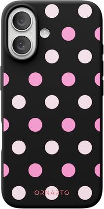 Ornarto - Designed for iPhone 17 Case, Liquid Silicone Soft Gel Shockproof Protective Case-Black Pink Polka - Black Pink Polka Dot