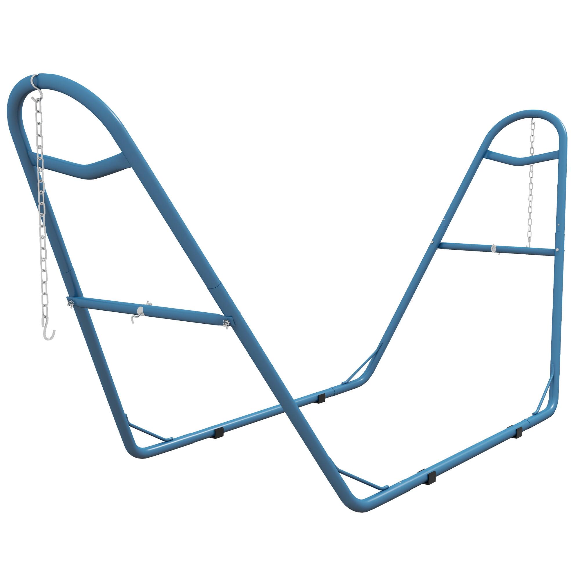 Front. Outsunny - Outsunny Hammock Stand for 2 Person, Portable Adjustable Steel Frame Hammock Stand with Weather Resistant Finish - Blue.
