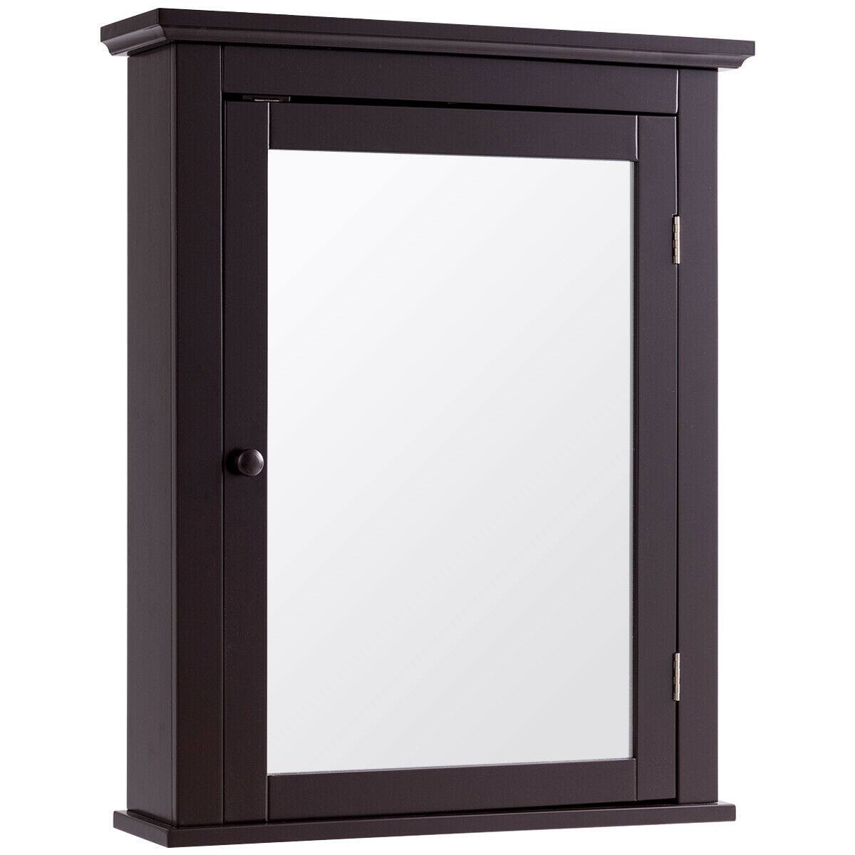 Alt View 8. Gymax - Gymax Bathroom Mirror Cabinet Wall Mounted Medicine Storage Adjustable Shelf Brown - Brown.