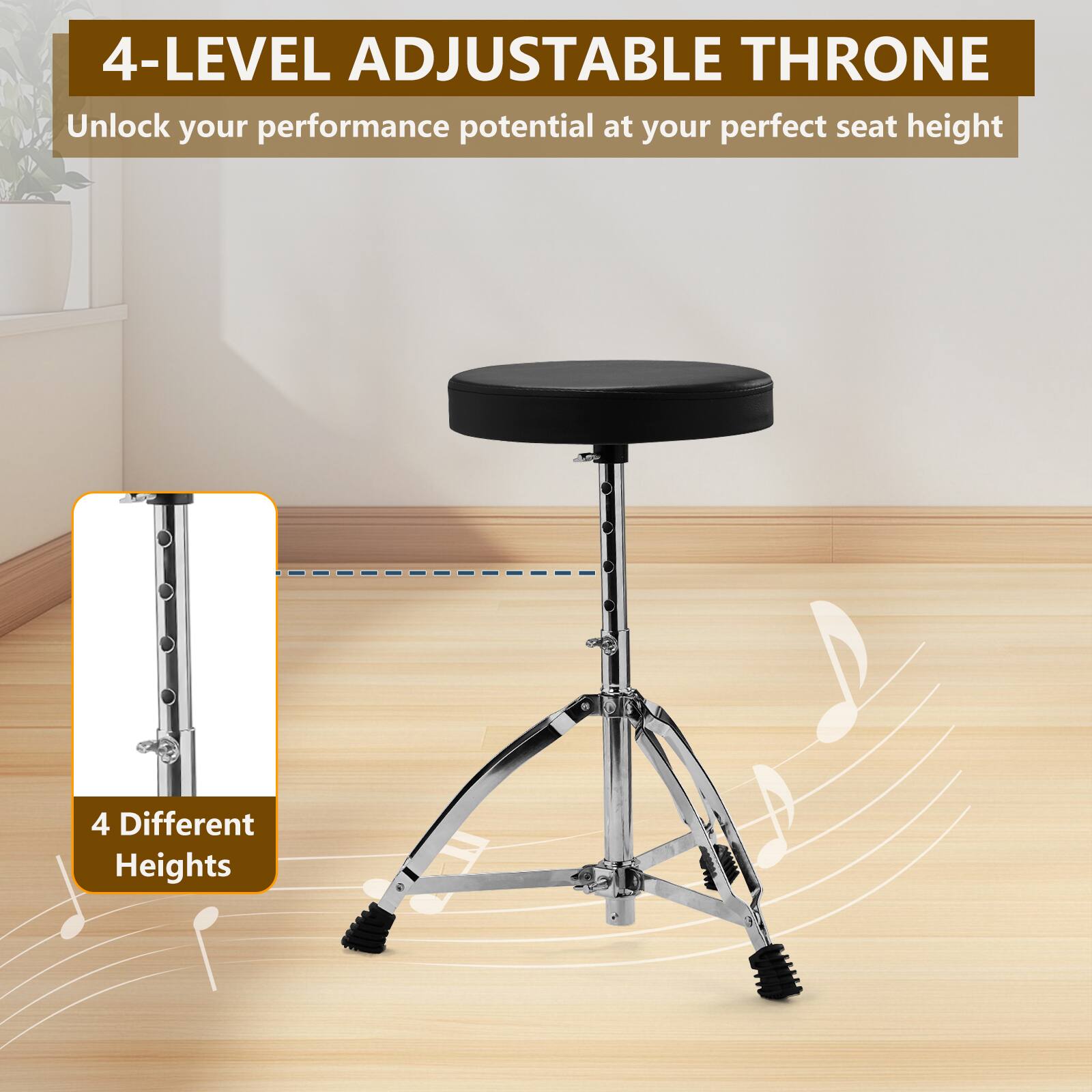 4-LEVEL ADJUSTABLE THRONE  
Unlock your performance potential at your perfect seat height  

4 Different Heights