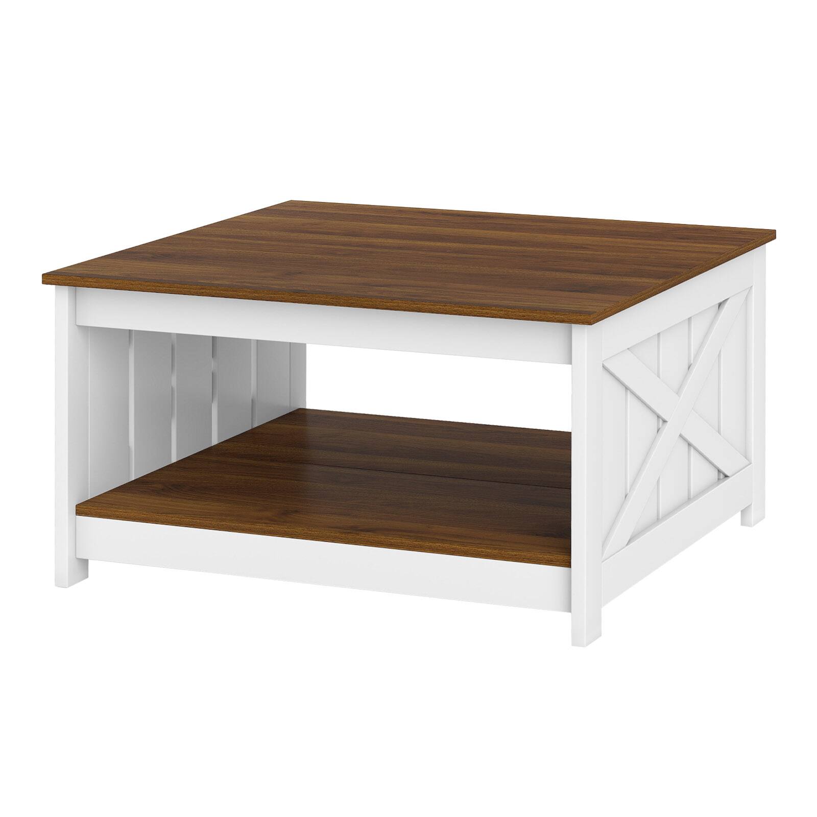 Alt View 9. Gymax - Gymax 31'' Wooden Square Coffee Table w/Storage Shelf Open Compartment for Living Room - White.