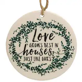 BreeBe - *Love Grows Best Ceramic Ornament - Green, White, Black