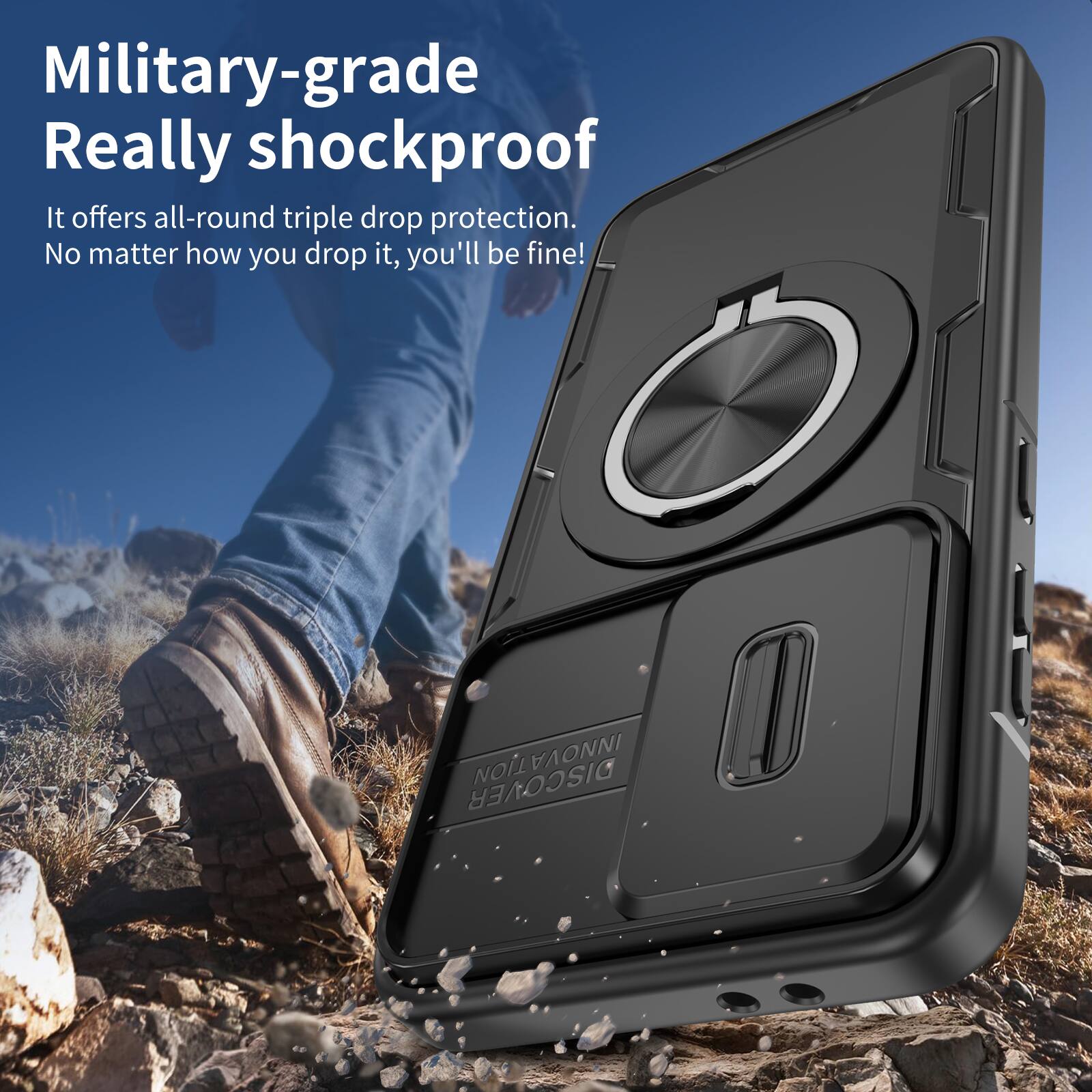 Military-grade Really shockproof!  
It offers all-round triple drop protection.  
No matter how you drop it, you'll be fine!