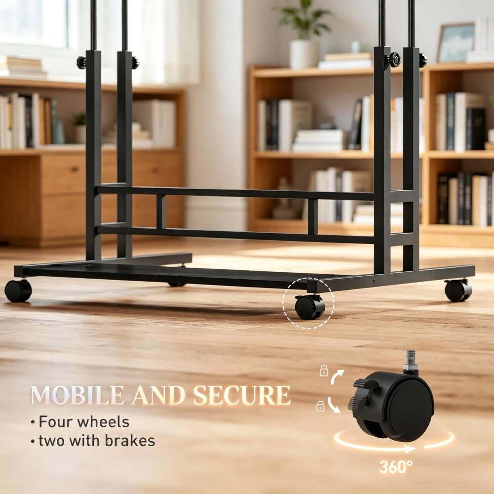 MOBILE AND SECURE  
- Four wheels  
- two with brakes  
360°