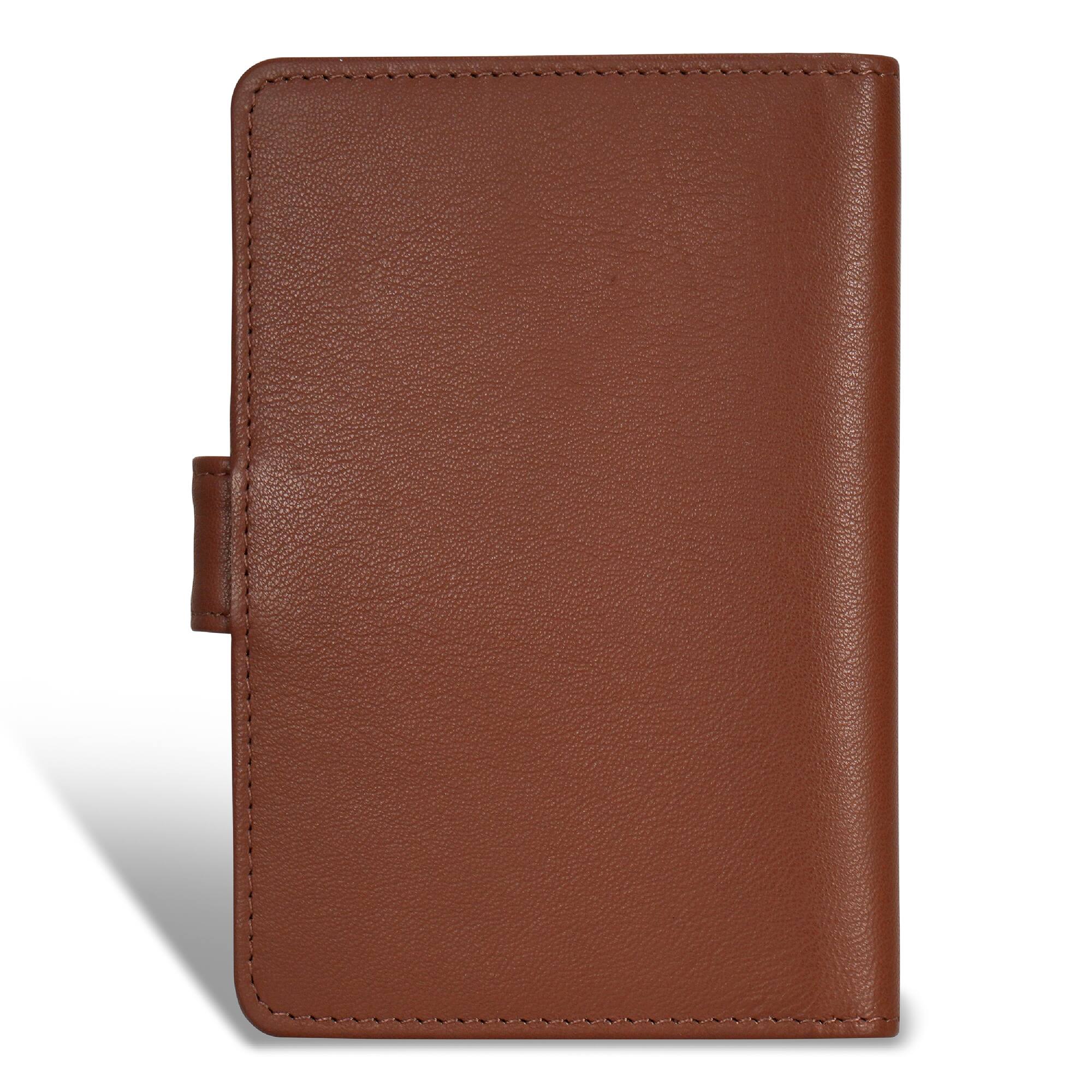 Left. Champs - Onyx Collection Leather Passport Case - Brown.