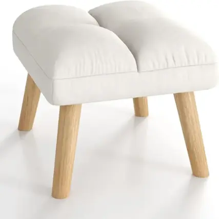 Bestier - Home Footstool Chair, Fabric Vintage Ottoman, Small Footrest for Living Room Bedroom - White