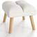 Front. Bestier - Home Footstool Chair, Fabric Vintage Ottoman, Small Footrest for Living Room Bedroom - White.