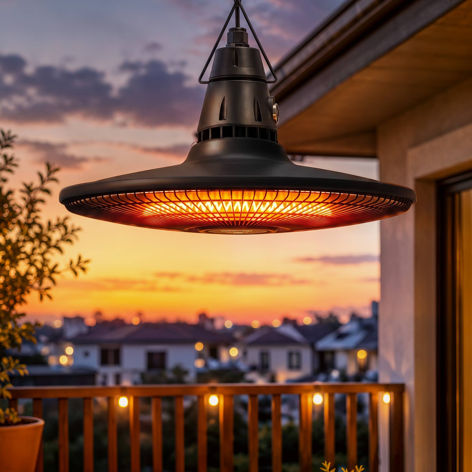 Alt View 1. Outsunny - Electric Patio Heater, IP65 Hanging Infrared Outdoor Heater with Carbon Fiber Tube - Black.