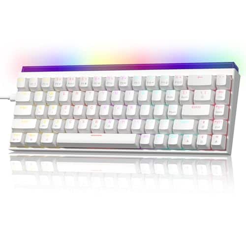Reds Spade - 60 Gaming Wired Creamy Mechanical Hot swappable Rgb Custom Mini Key Board With Arrow Keys software Supporte - WK68 PRO-White