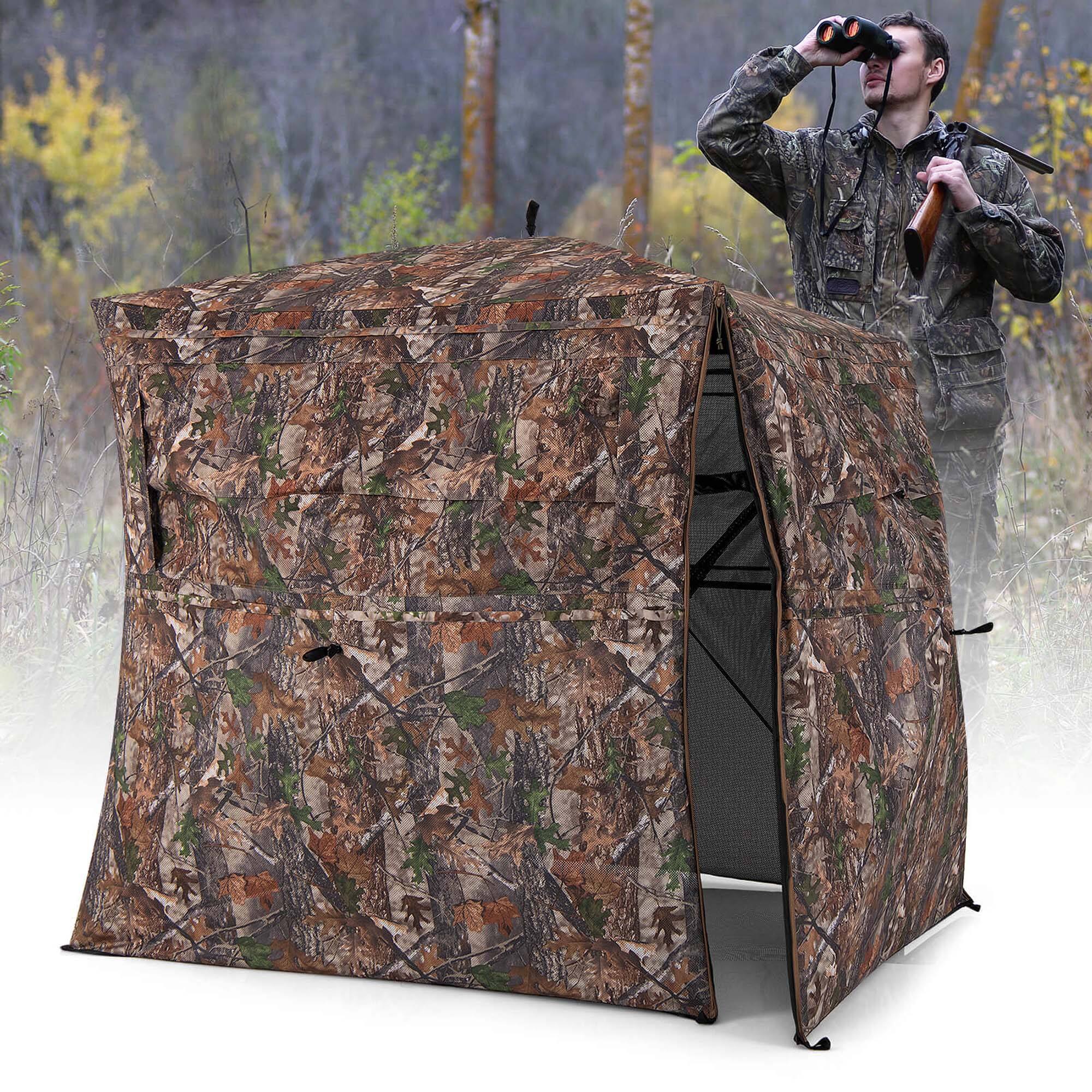 Alt View 4. Costway - Costway 360 Degree One-Way See-Through Hunting Blind with Full-Open Door Carrying Bag - Camouflage.