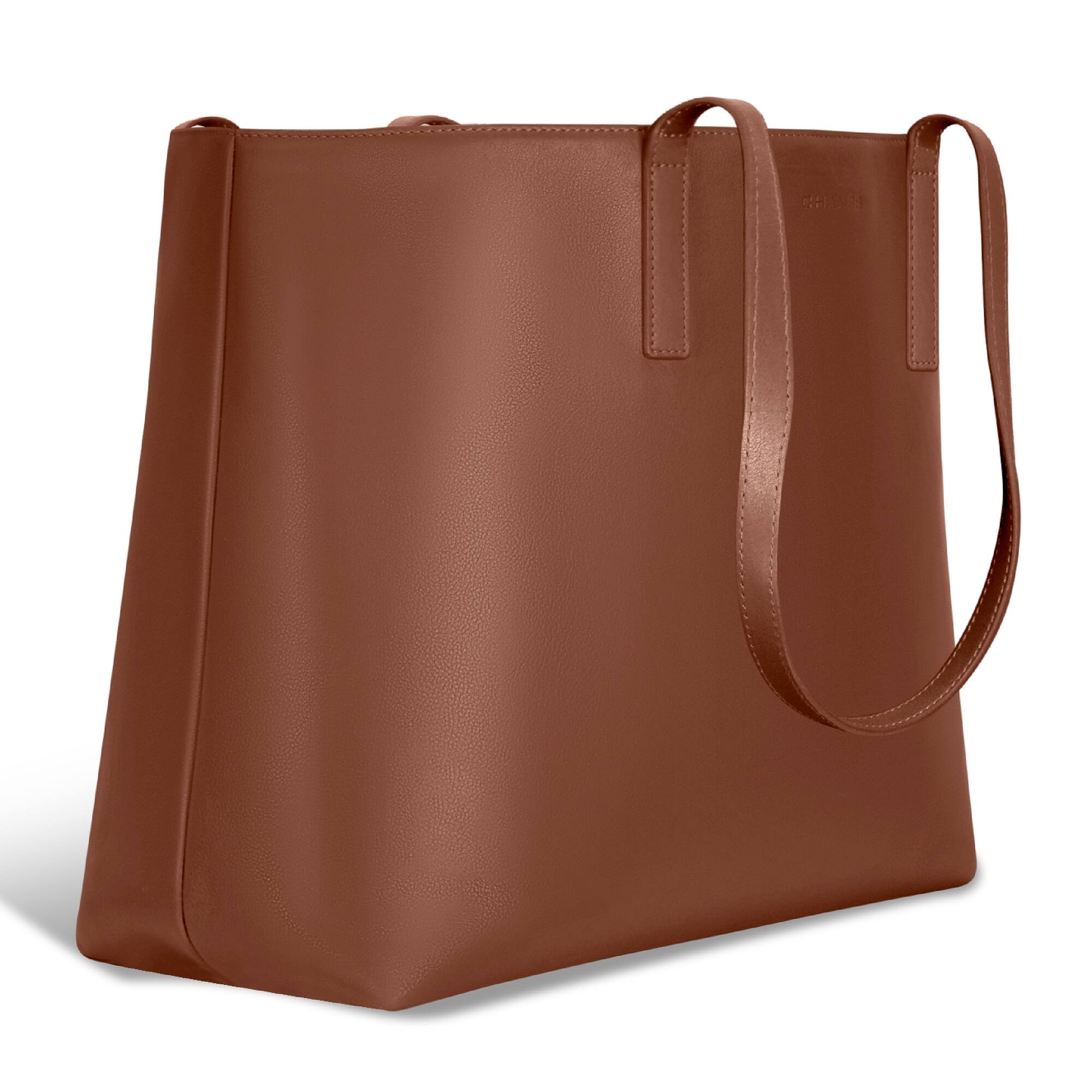 Angle. Champs - OB-414-BROWN (OPEN TOTE) - Brown.