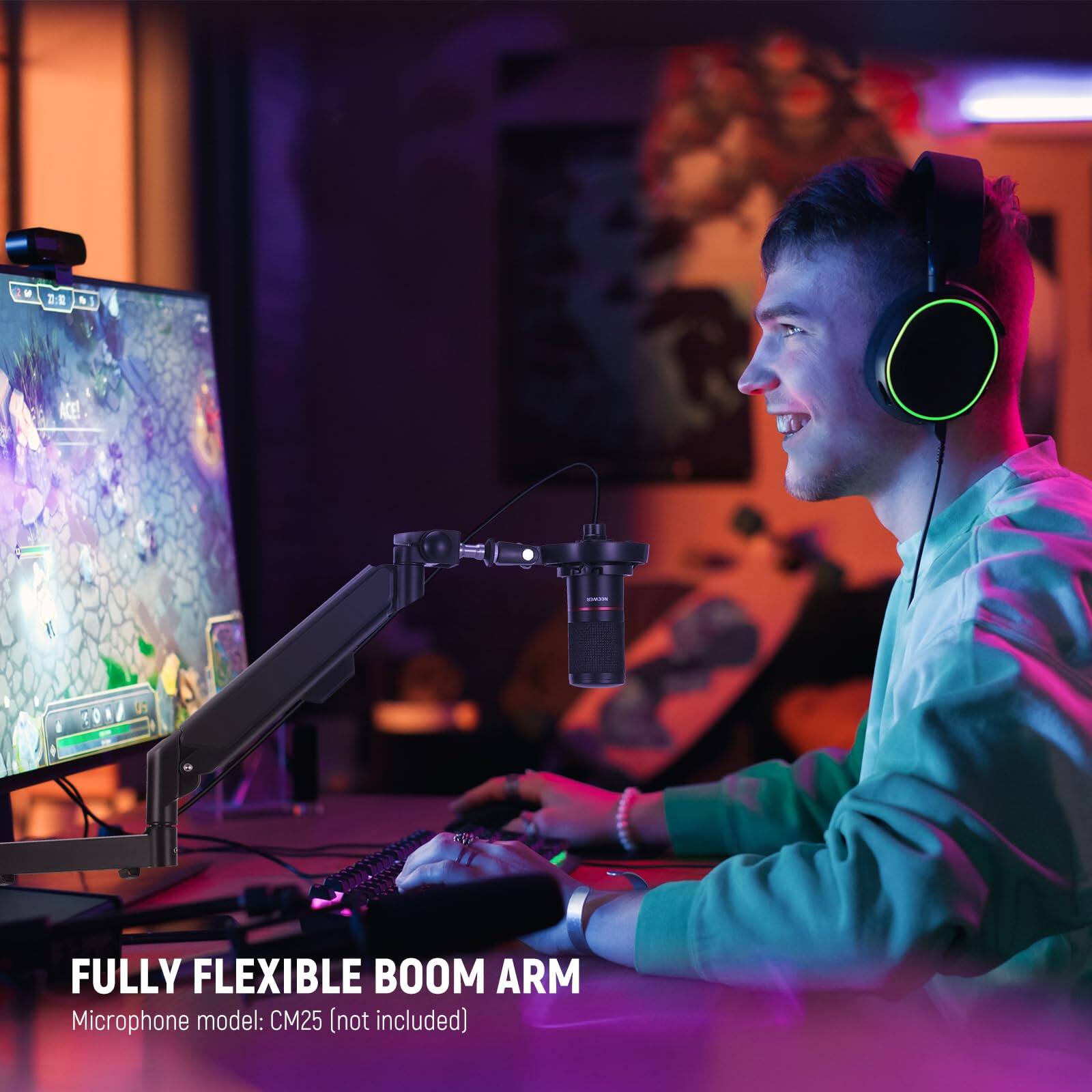 Fully Flexible Boom Arm  
Microphone model: CM25 (not included)