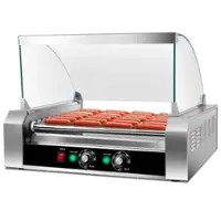 Costway - Commercial 30 Hot Dog 11 Roller Grill Cooker Machine W/ cover CE - Silver - Front_Zoom