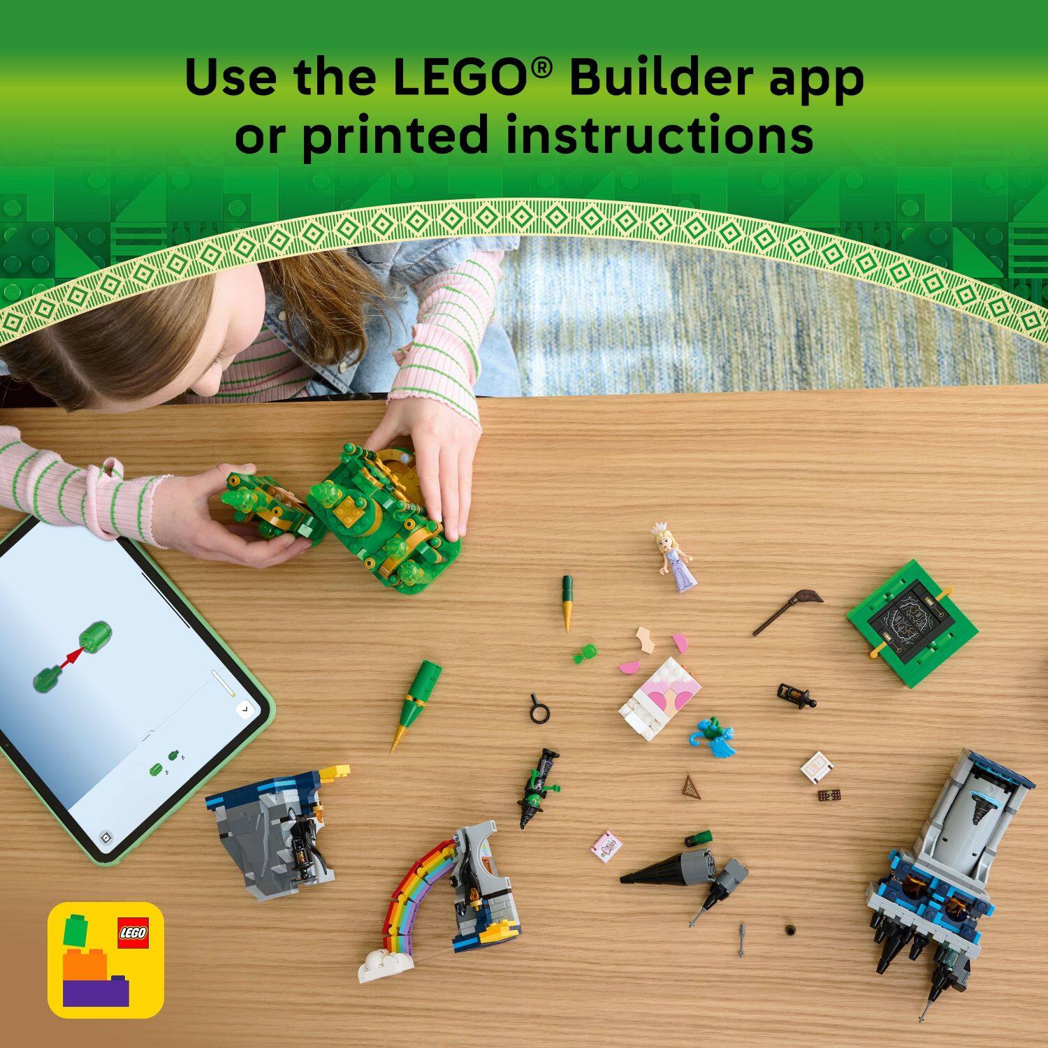 Use the LEGO® Builder app or printed instructions