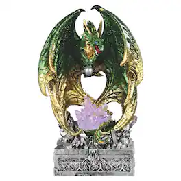 FC Design - 10"H LED Dragon on Treasure Box Figurine Statue Office/Computer Desk Tabletop Medieval Gaming Home Decor Gift - Multi-Color