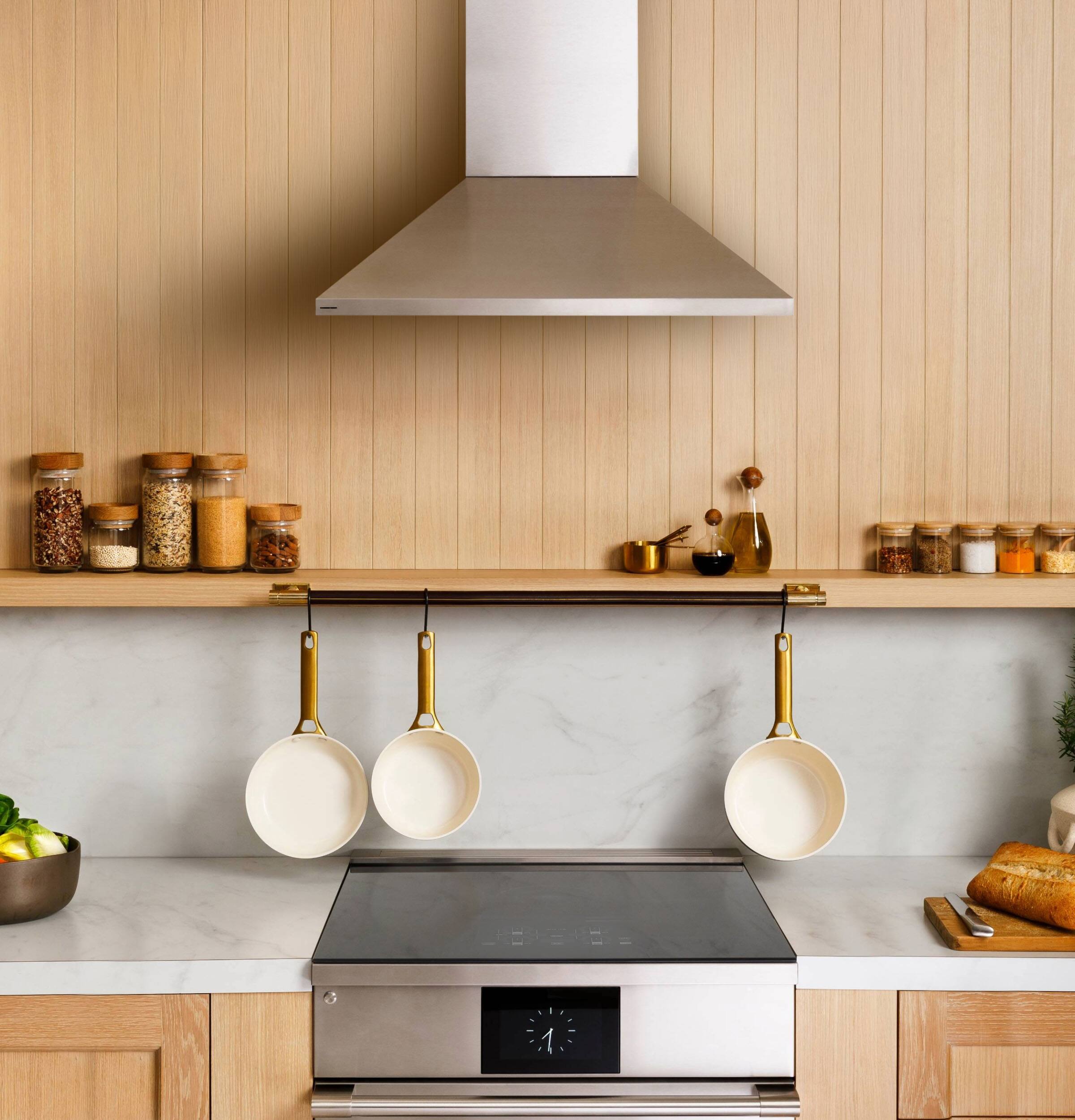 Alt View 11. Monogram - 30" Wall-Mounted Pyramid Chimney Smart Vent Hood with Air Quality Sensors - Stainless Steel.