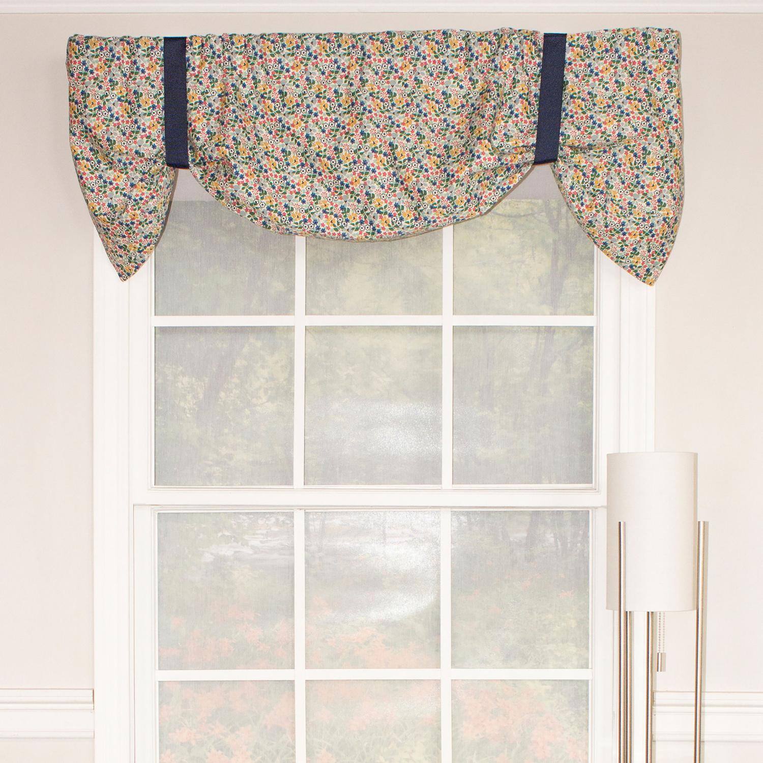 Angle. RLF Home - RLF Home Petite Suspender 100% Cotton with Fully Lined 3" Rod Pocket Valnance for Windows 50" x 17" Multi - Multi.