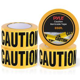 Pyle - 4 Pieces Caution Tape Set - 656 Foot Long Tape Roll Suitable for a Wide Range of Applications - Yellow