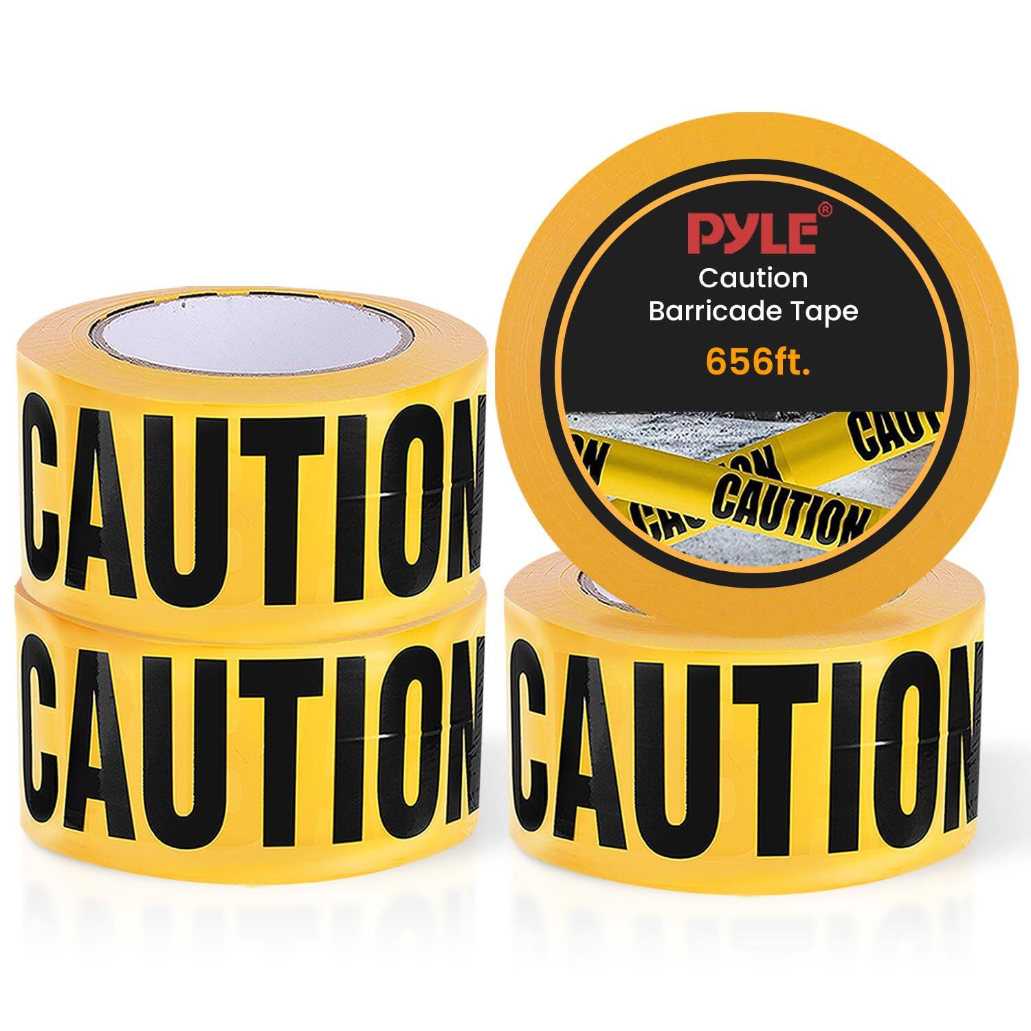 PYLE Caution Barricade Tape 656ft. CAUTION CAUTION CAUTION CAUTION