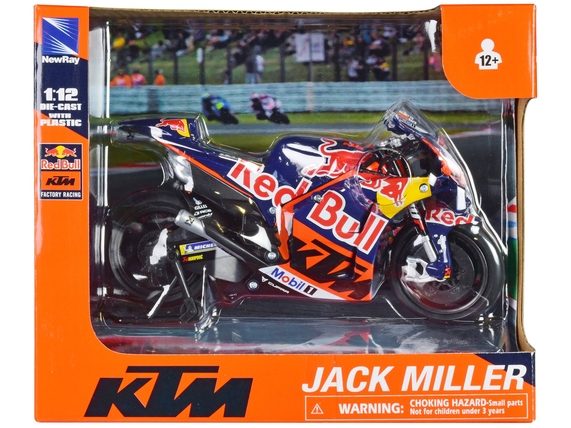 NewRay 12+ 1:12 DIE-CAST WITH PLASTIC Red Bull KTM FACTORY RACING REA V KTM aed a GILLES RCS Red Bull MICHEL N HRSPORE CUPAA Mobil JACK MILLER KTM! WARNING: CHOKING HAZARD-Small parts Not for children under 3 years
