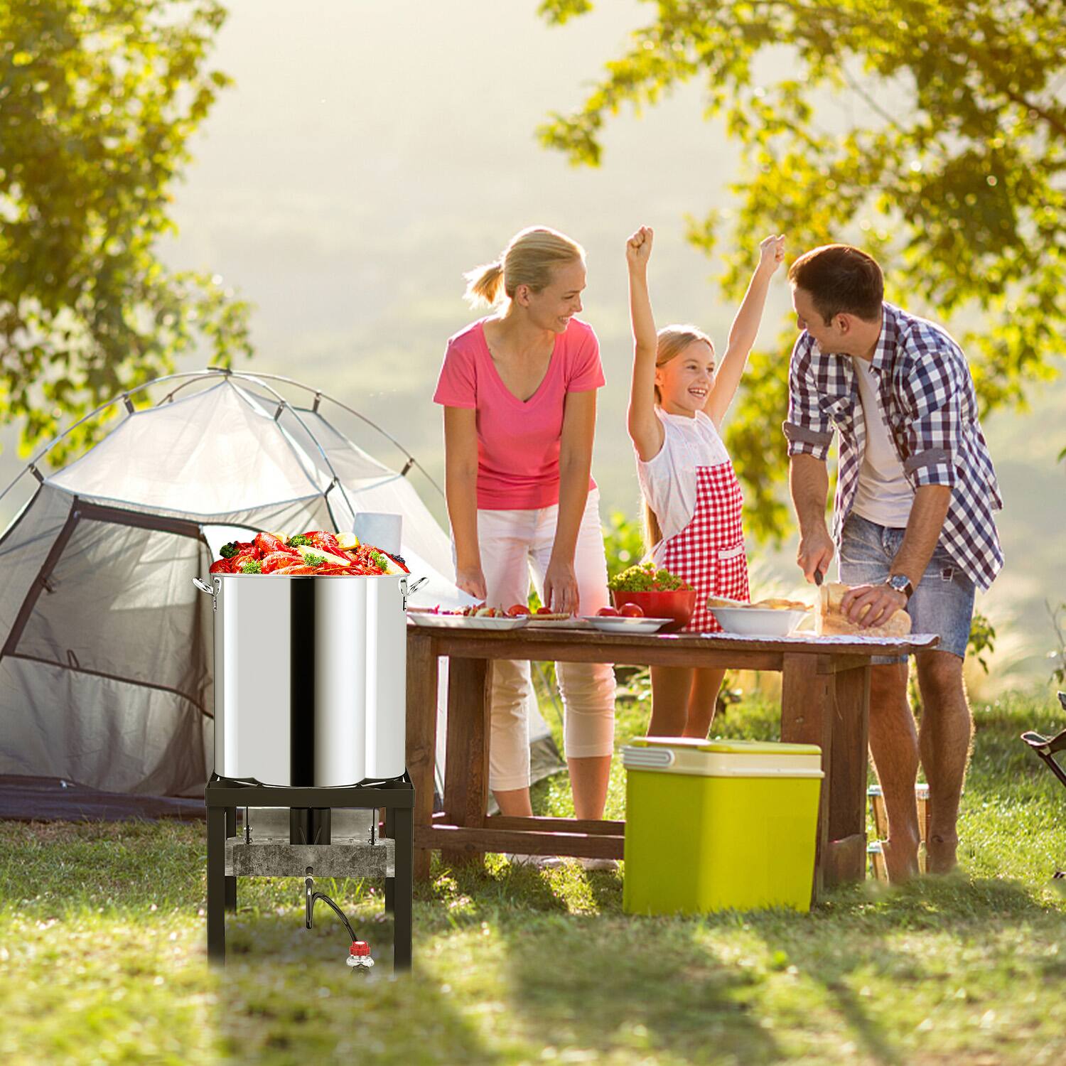 Alt View 3. FODINGHILL - 80QT Stainless Steel Crawfish Boiler with Basket - silver.