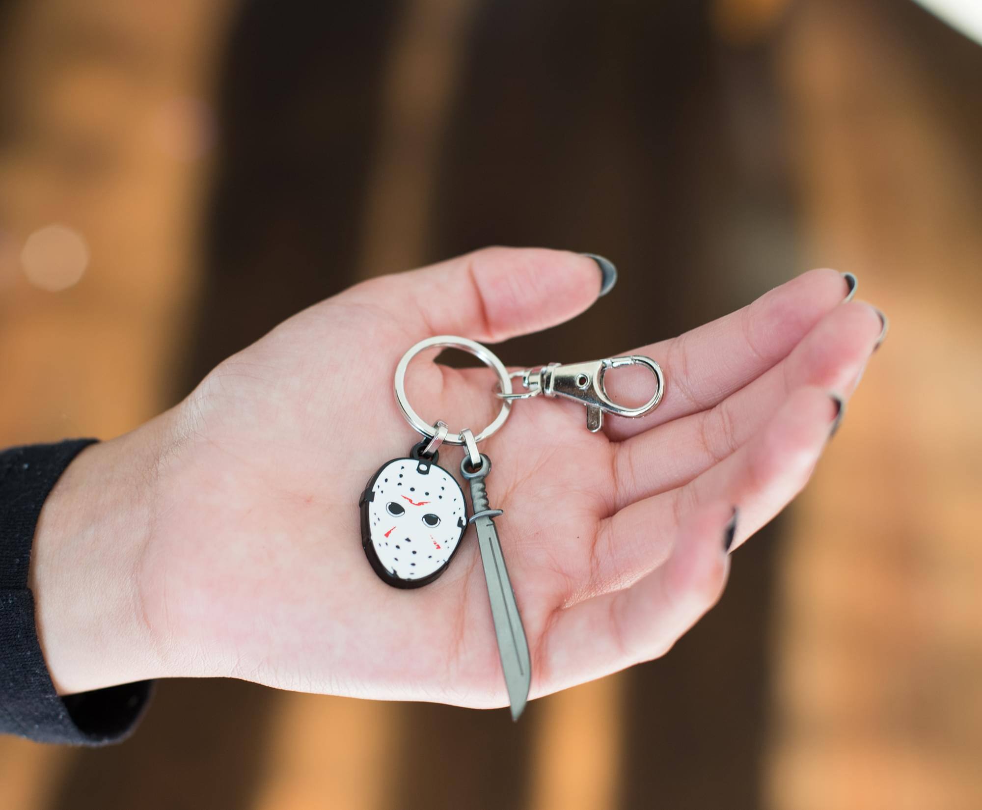 Alt View 3. SalesOne LLC - Friday The 13th Mask & Machete Sword Heavy Duty Metal Car & Backpack Keychain - Silver.