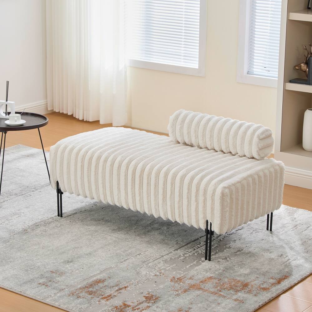 Alt View 1. Ropilly - Ropilly Mini Loveseat End of Bed Bench Small Sofa with Adjustable Back Upholstered Window Ottoman Entryway Seating Beige - Beige.