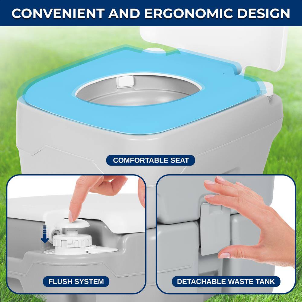 CONVENIENT AND ERGONOMIC DESIGN

COMFORTABLE SEAT

FLUSH SYSTEM

DETACHABLE WASTE TANK