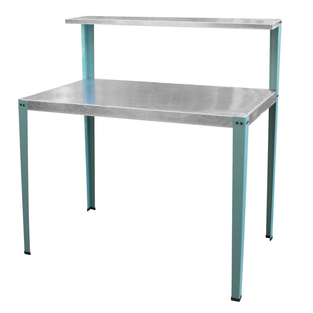 Back. AmeriHome - Multi-Use Steel Table/Work Bench with Teal Legs - Multicolor.