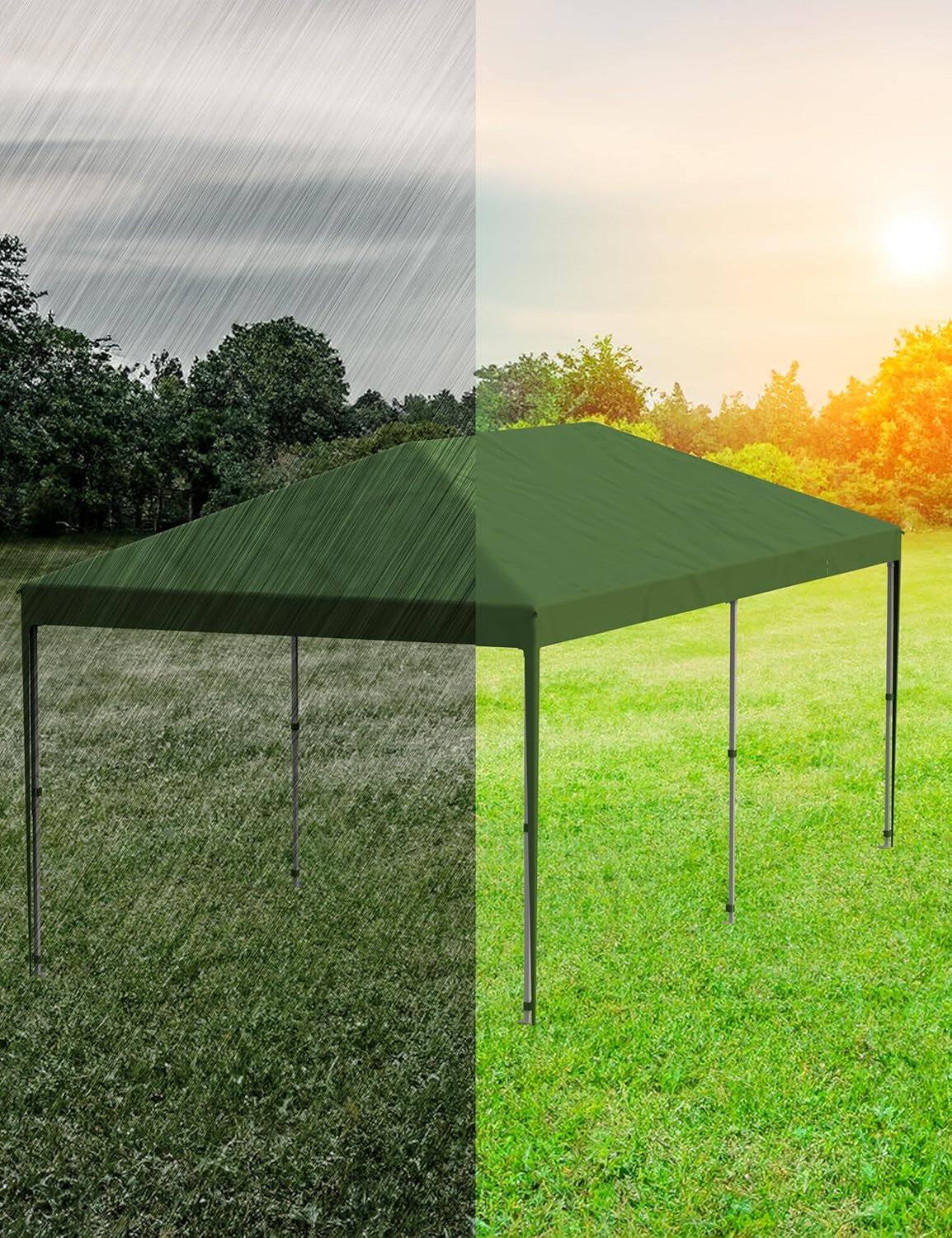 Alt View 2. Acekool - 10'x20' Pop-Up Canopy Tent, Instant Commercial Outdoor Shelter with 2 Sidewalls, 12 Stakes, 6 Sandbags, Green.