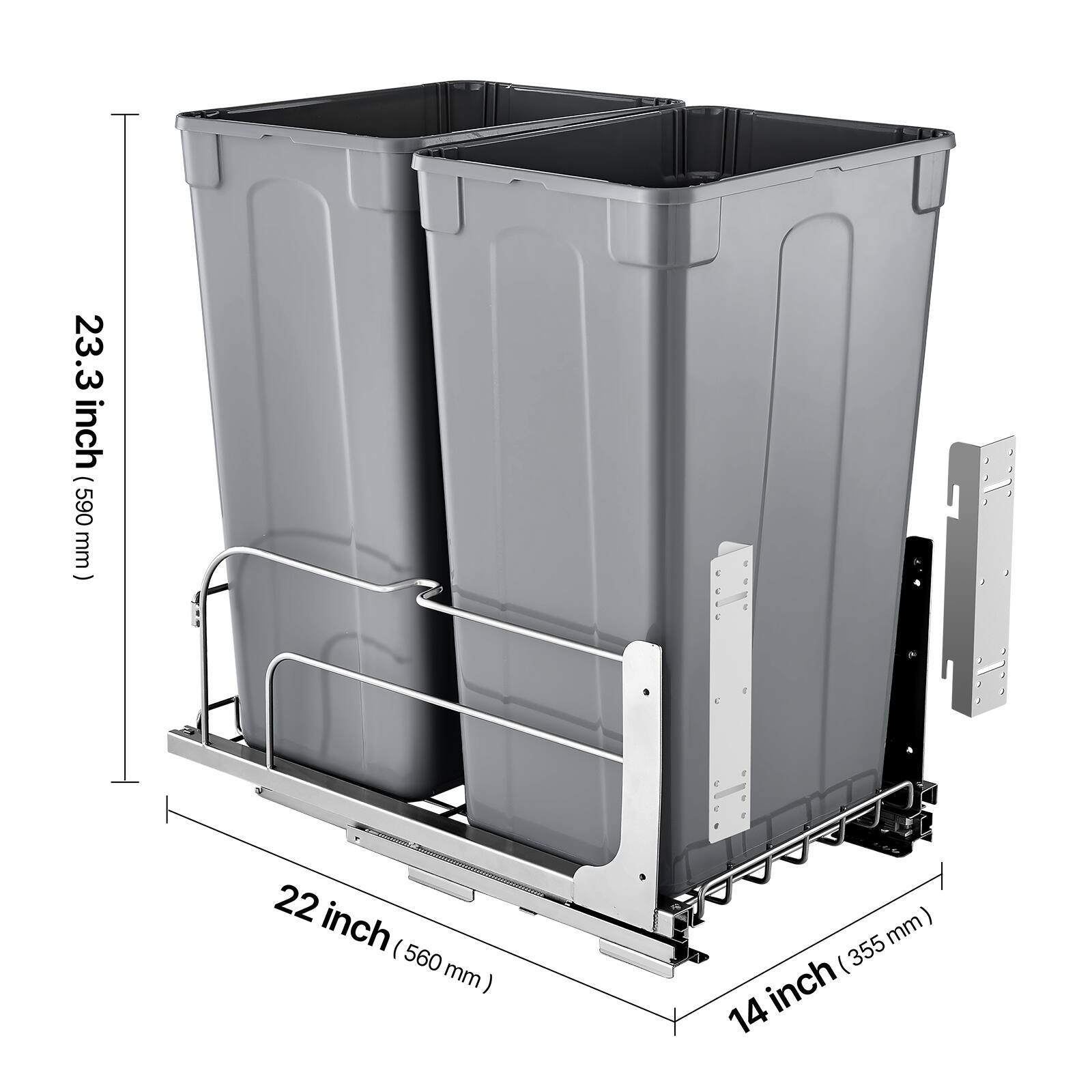 23.3 inch (590 mm)  
22 inch (560 mm)  
14 inch (355 mm)