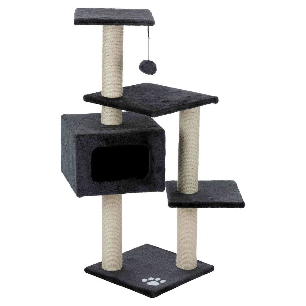 Front. TRIXIE - Palamos Plush & Sisal 4-Level Cat Tree with Scratching Posts & Condo - Dark Gray.
